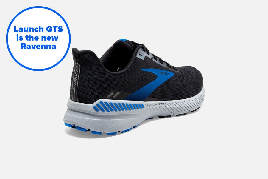 Brooks Running Shoes - Launch GTS 8 Road Mens - Black/Grey/Blue - TOF-062197